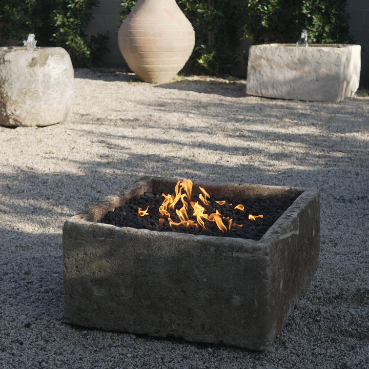 Vintage Limestone Fire Pit - 31 Length x 30 Width x 15 Height