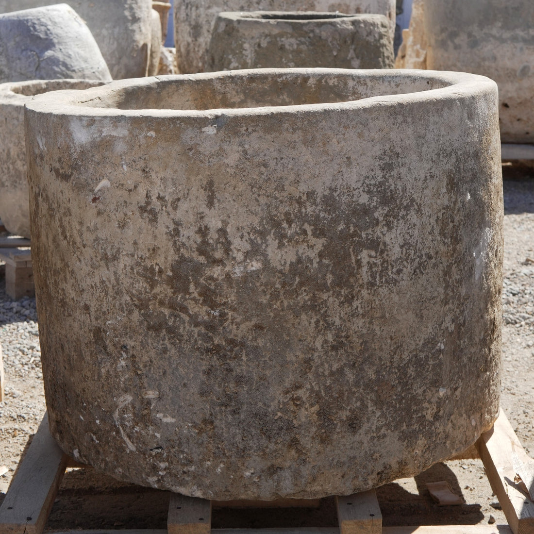 Antique Limestone Trough - 23" H x 31" R - Trouvaille Imports