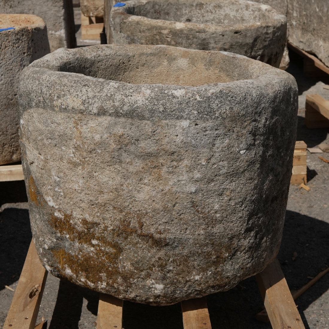 Antique Limestone Trough - 22" H x 24" W x 25" L - Trouvaille Imports