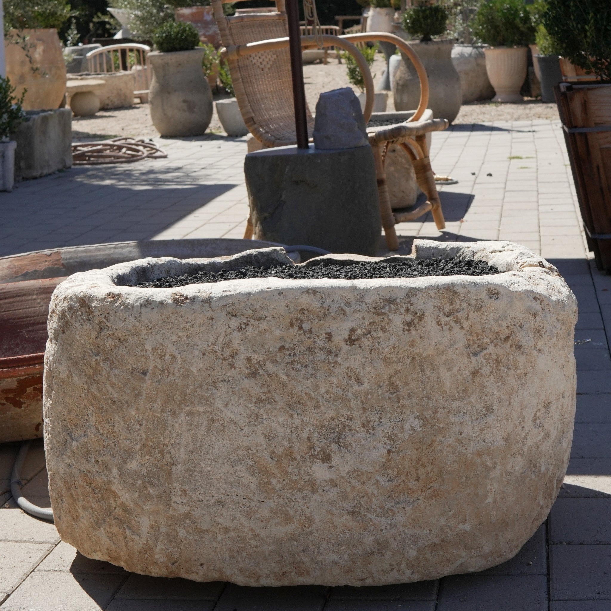 Antique Limestone Fire Pit - Trouvaille Imports