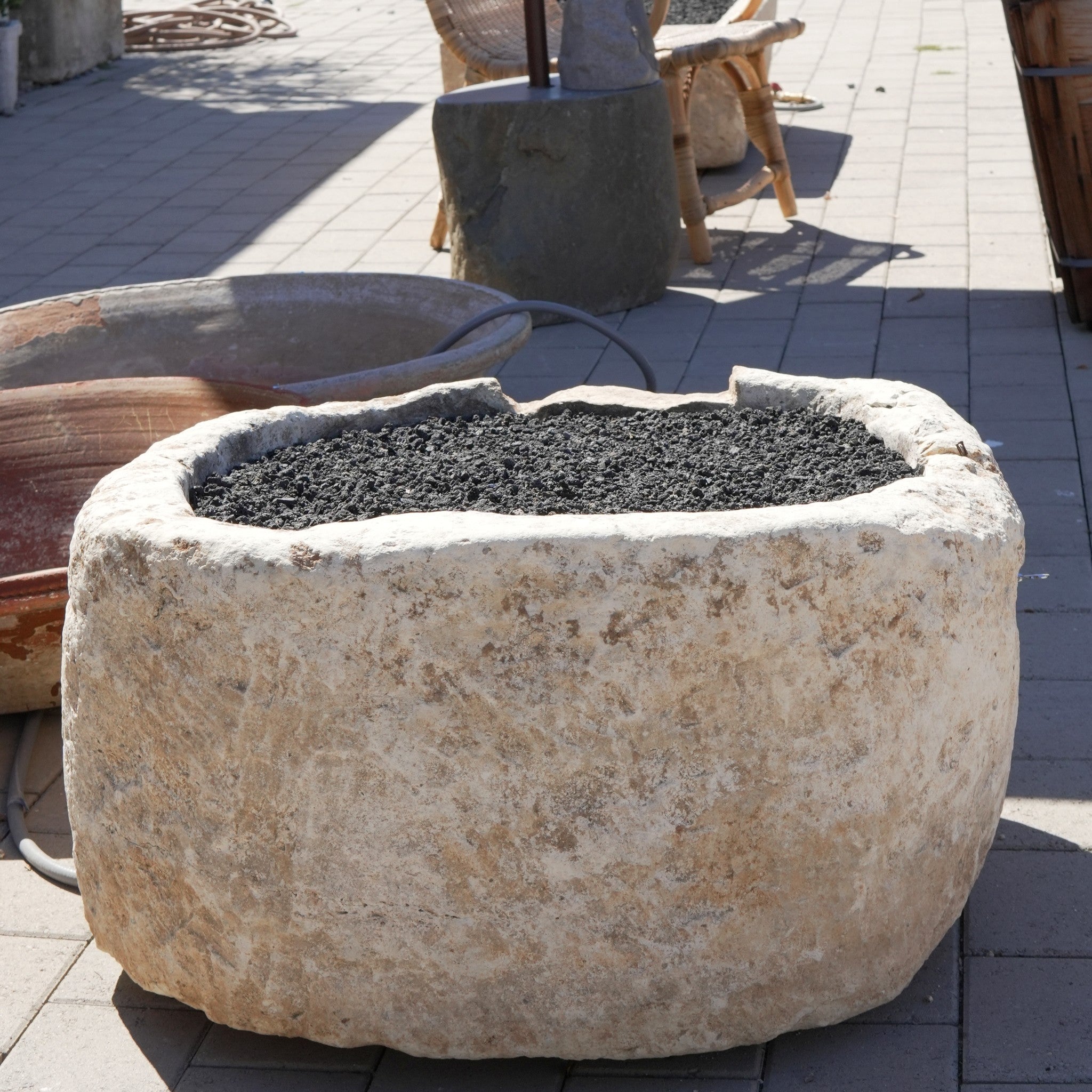 Antique Limestone Fire Pit - Trouvaille Imports