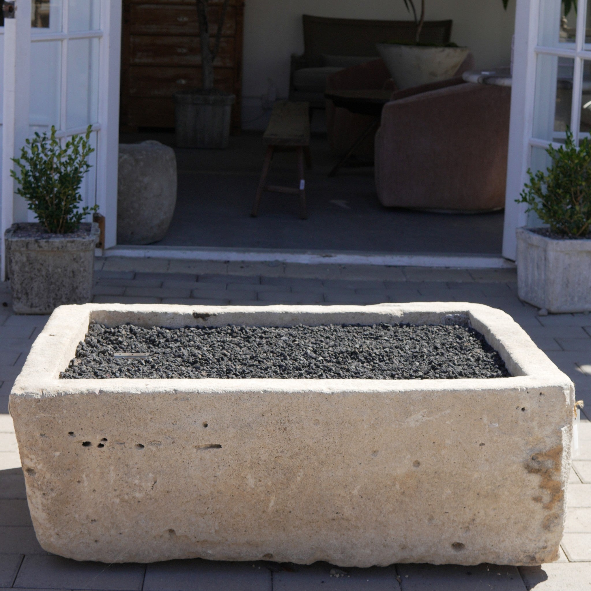 Antique Limestone Fire Pit - Trouvaille Imports