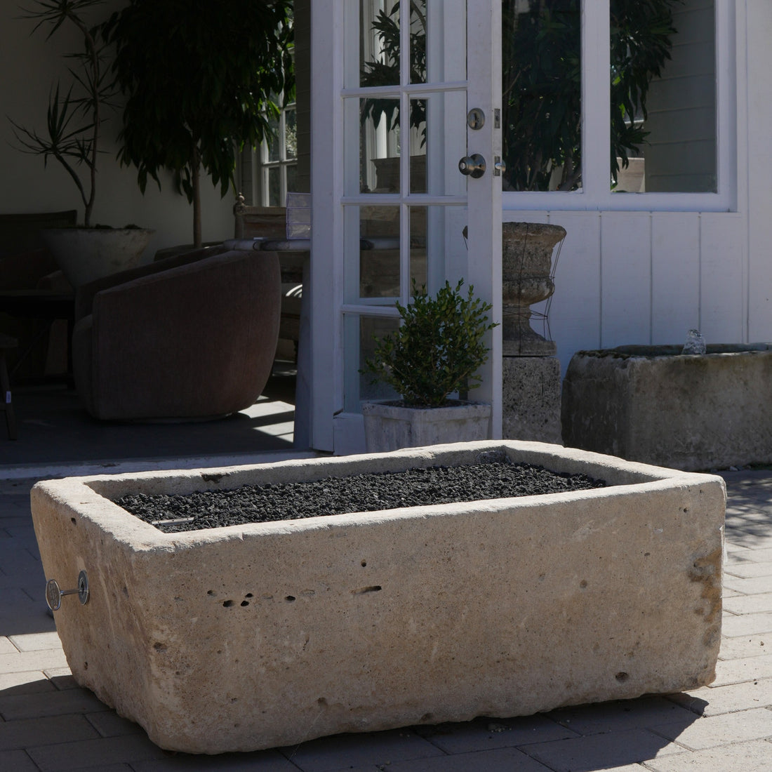 Antique Limestone Fire Pit - Trouvaille Imports