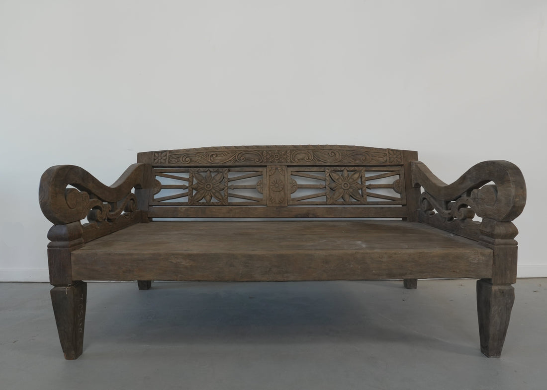 Vintage Indonesian Hand Carved Daybed - Trouvaille Imports