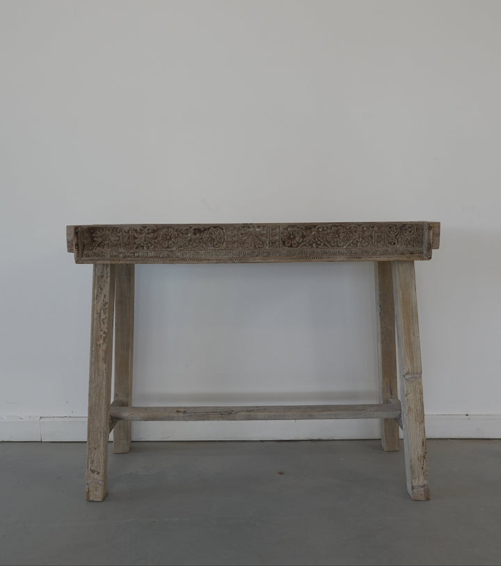 Vintage Hand Carved Indian Teak Console - Trouvaille Imports