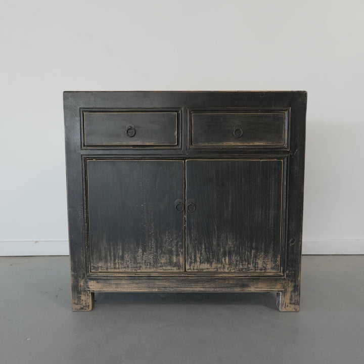 Elm Black Distressed 2 Door Cabinet - Trouvaille Imports