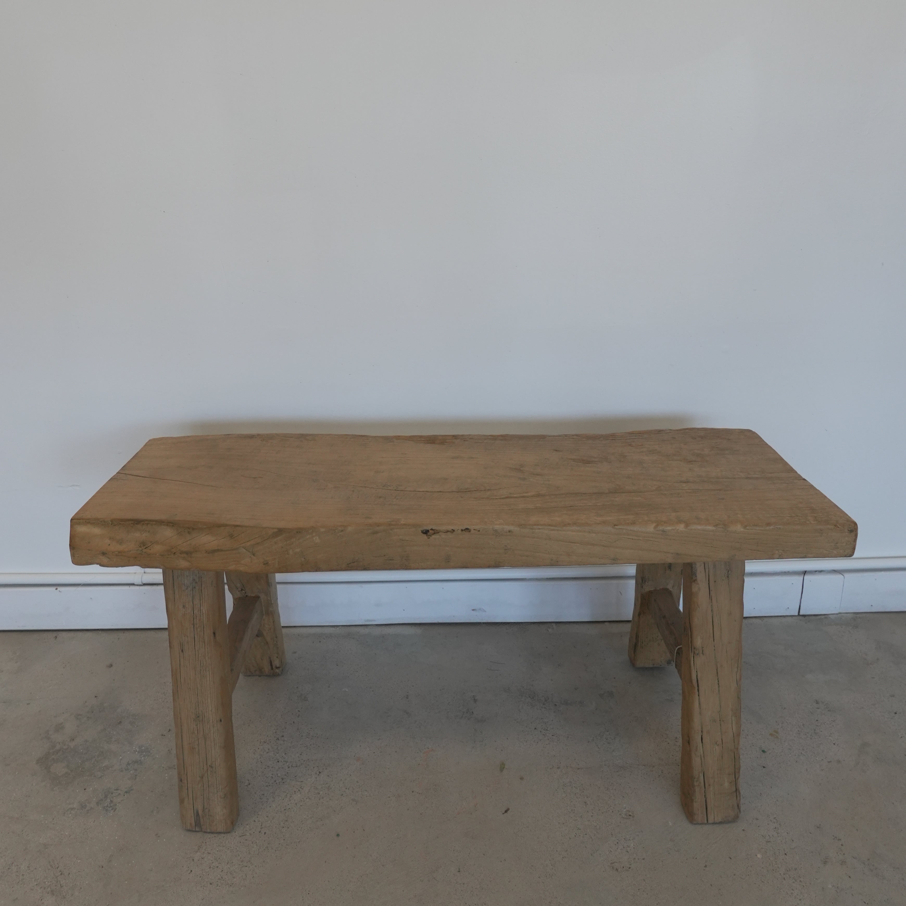 Vintage Elm Wood Bench - Trouvaille Imports
