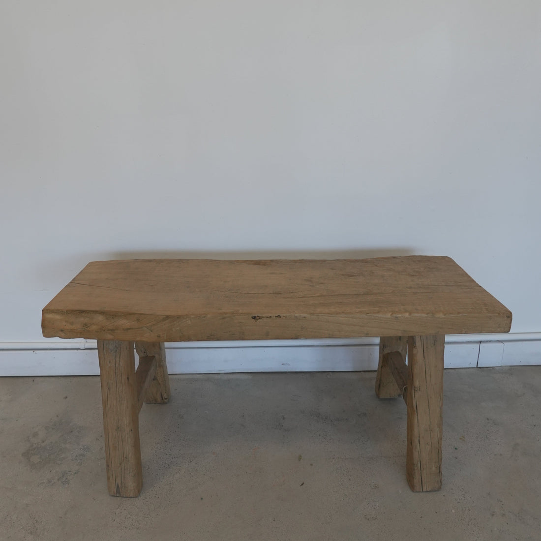 Vintage Elm Wood Bench - Trouvaille Imports