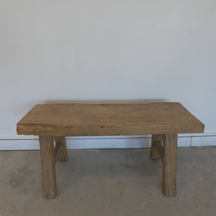 Vintage Elm Wood Bench - Trouvaille Imports