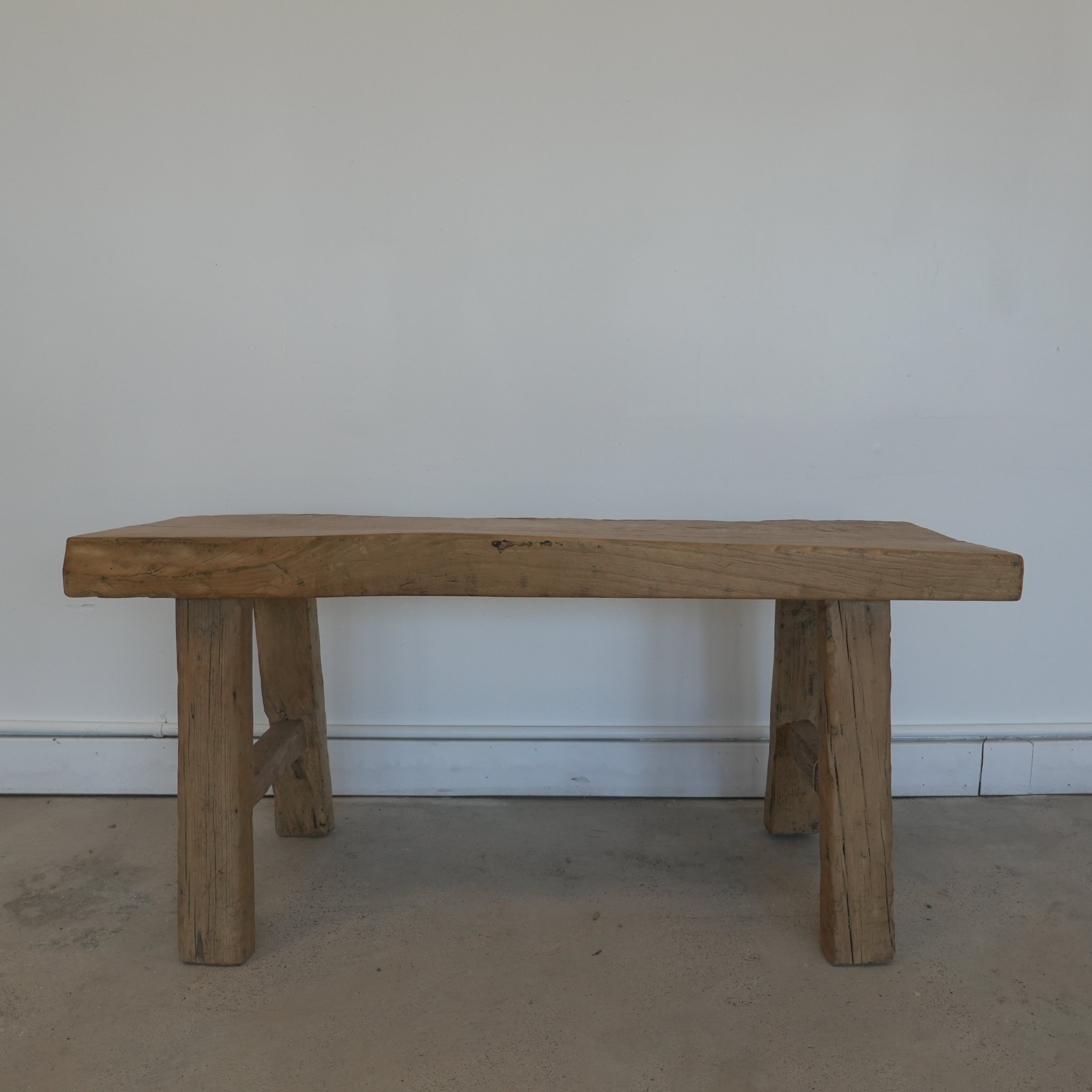 Vintage Elm Wood Bench - Trouvaille Imports
