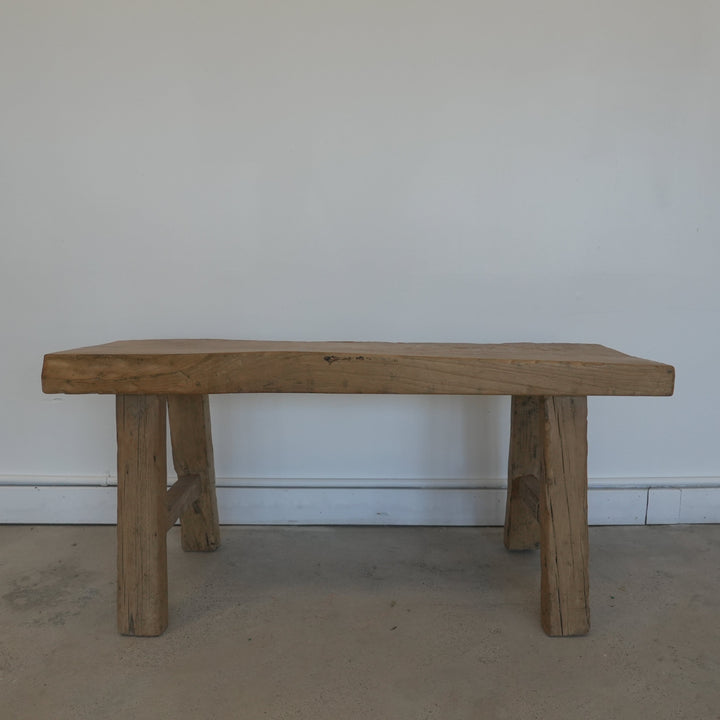 Vintage Elm Wood Bench - Trouvaille Imports