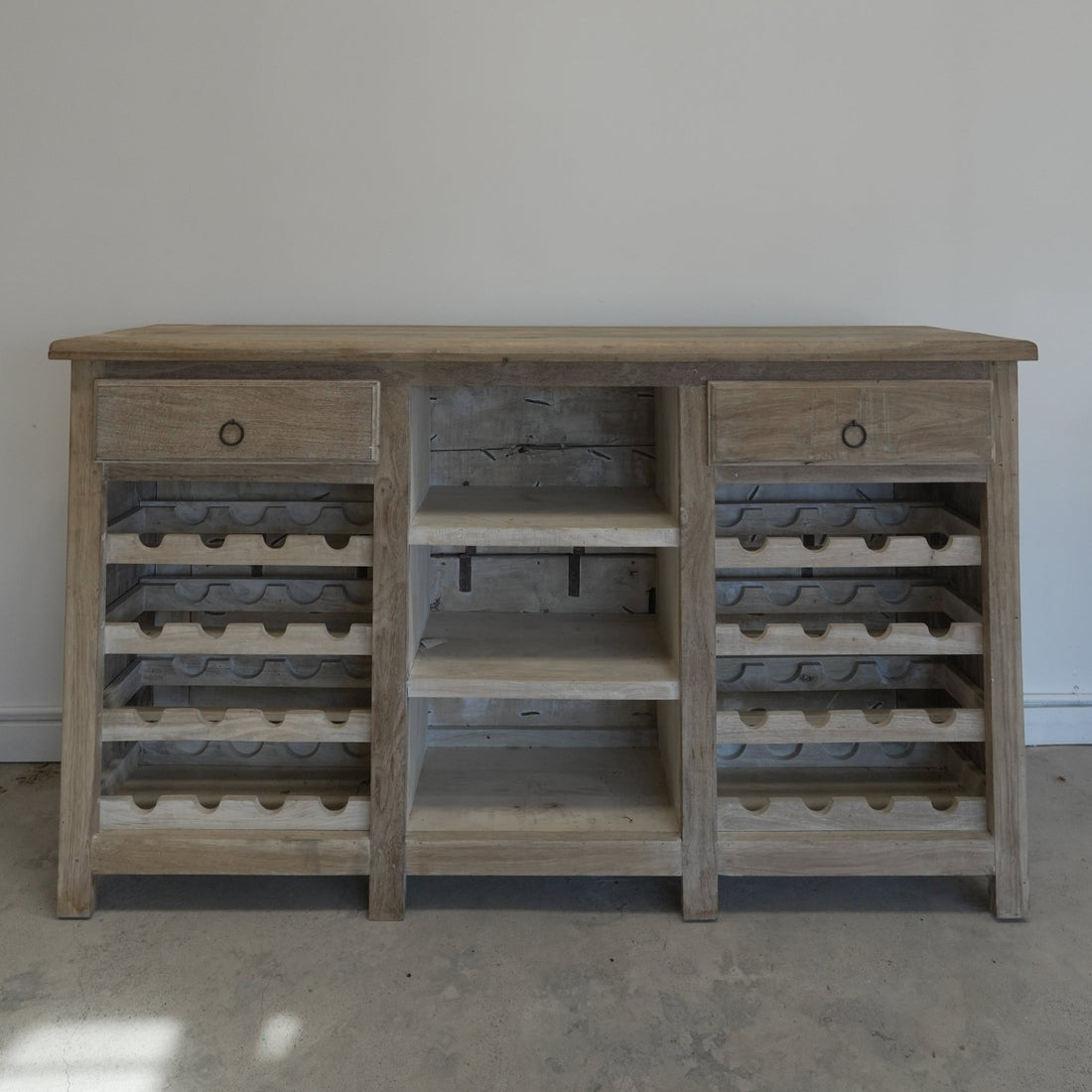 Indian Teak Wood Wine Rack - Trouvaille Imports