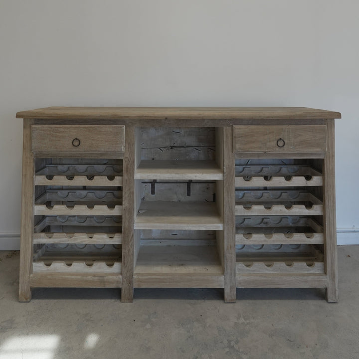 Indian Teak Wood Wine Rack - Trouvaille Imports