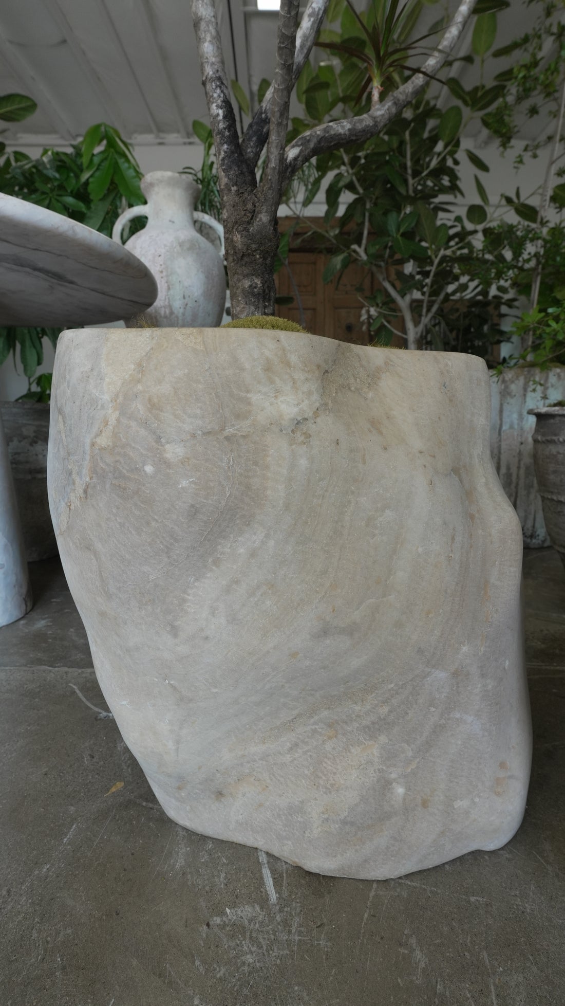 Hand Carved Onyx Planter - Trouvaille Imports