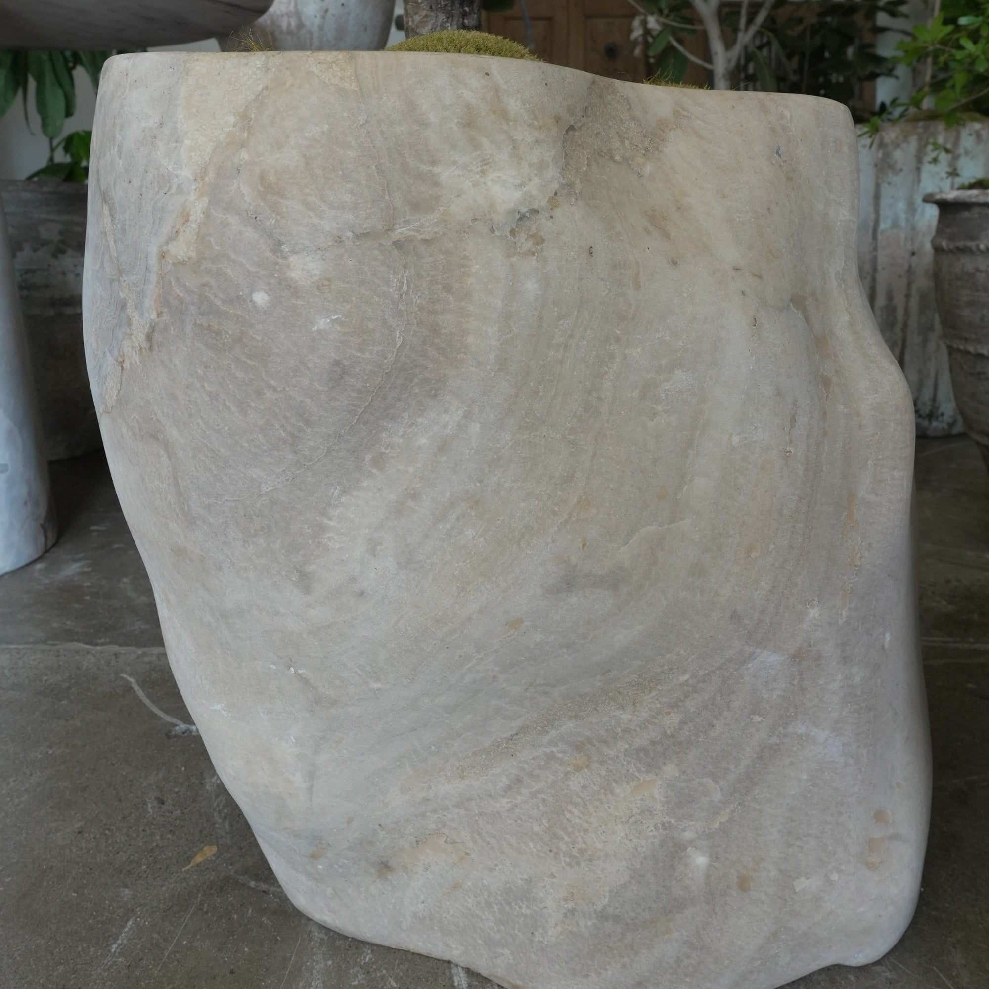 Hand Carved Onyx Planter - Trouvaille Imports