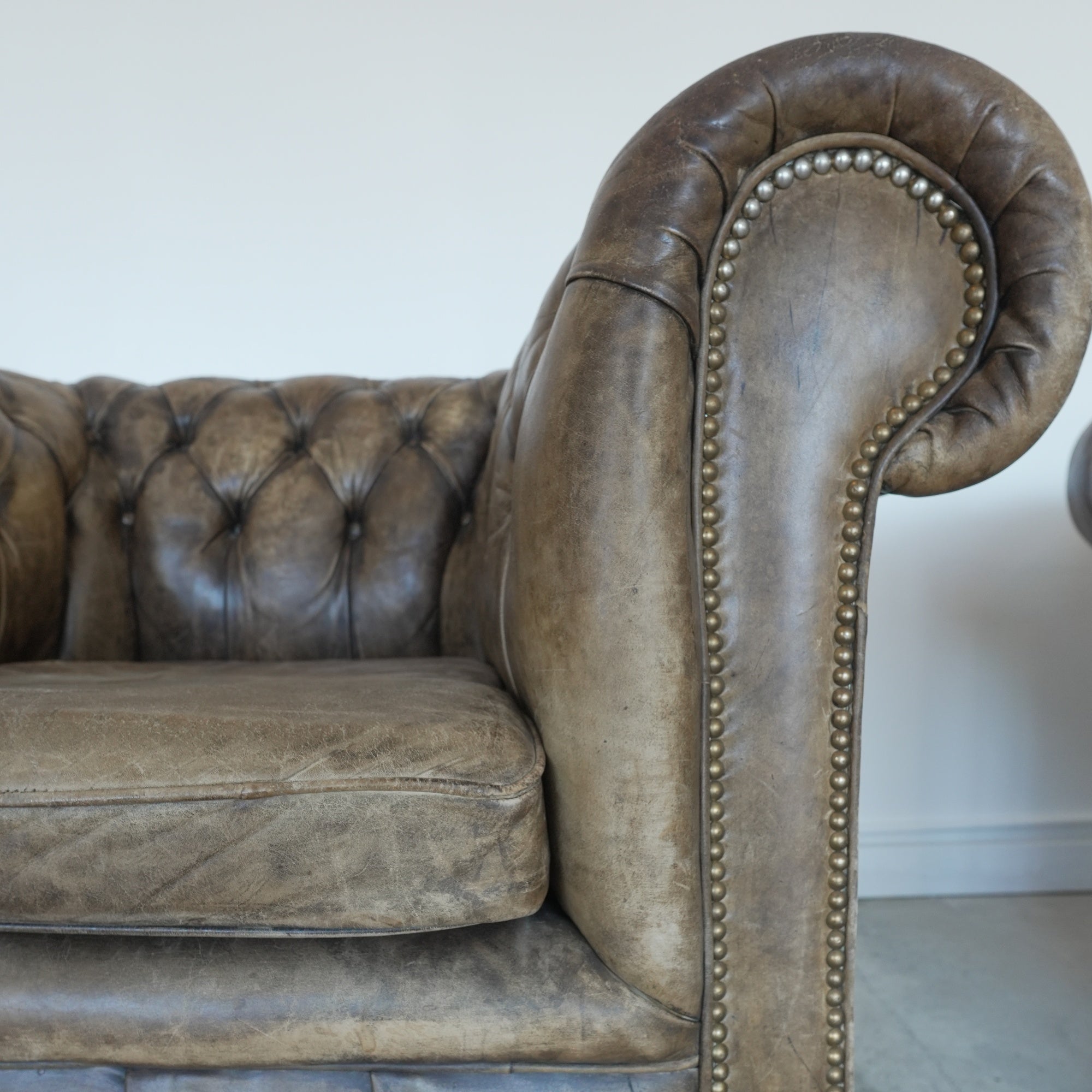 Vintage Chesterfield Leather Chair Set