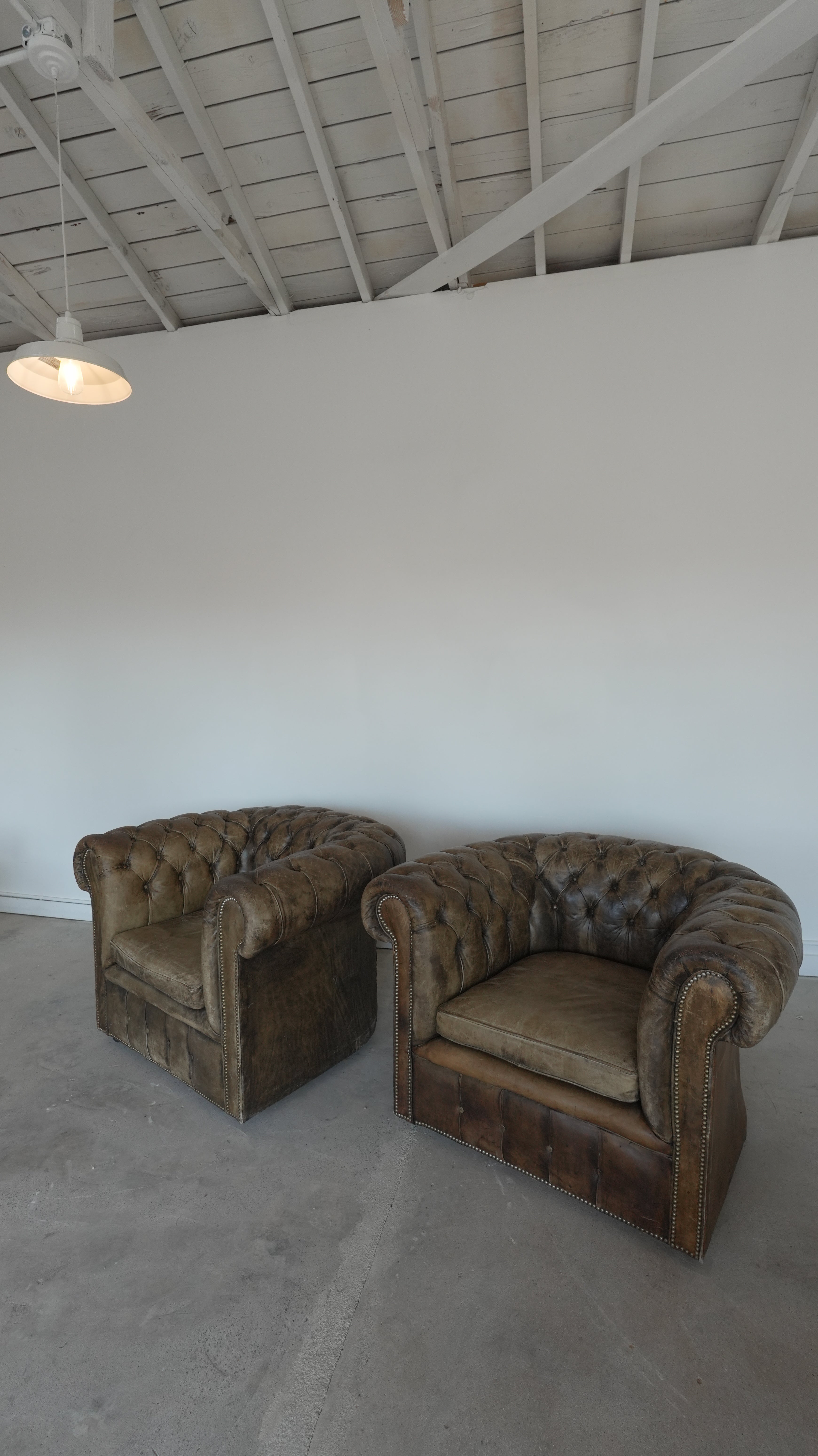 Vintage Chesterfield Leather Chair Set - Trouvaille Imports