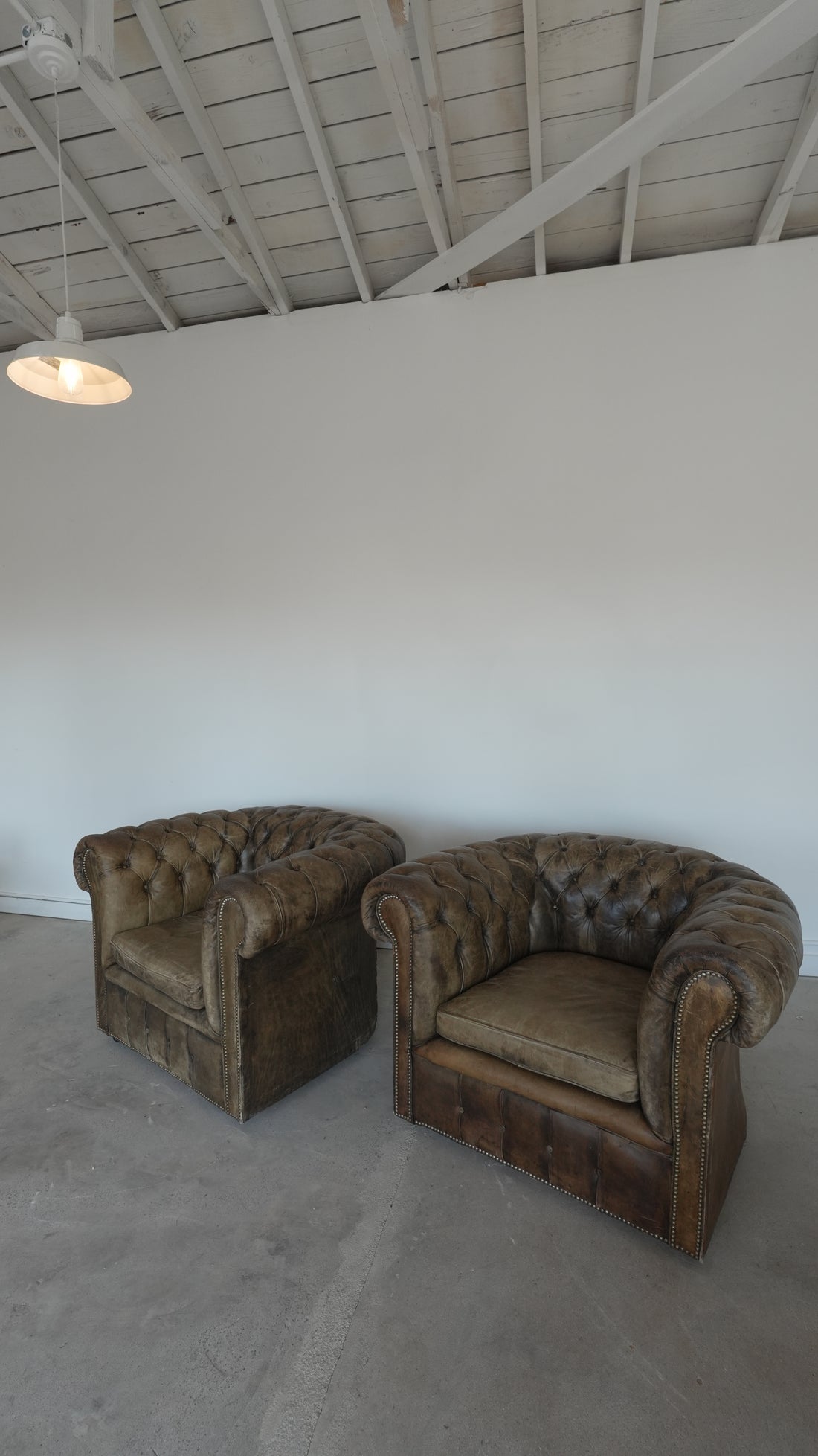 Vintage Chesterfield Leather Chair Set - Trouvaille Imports