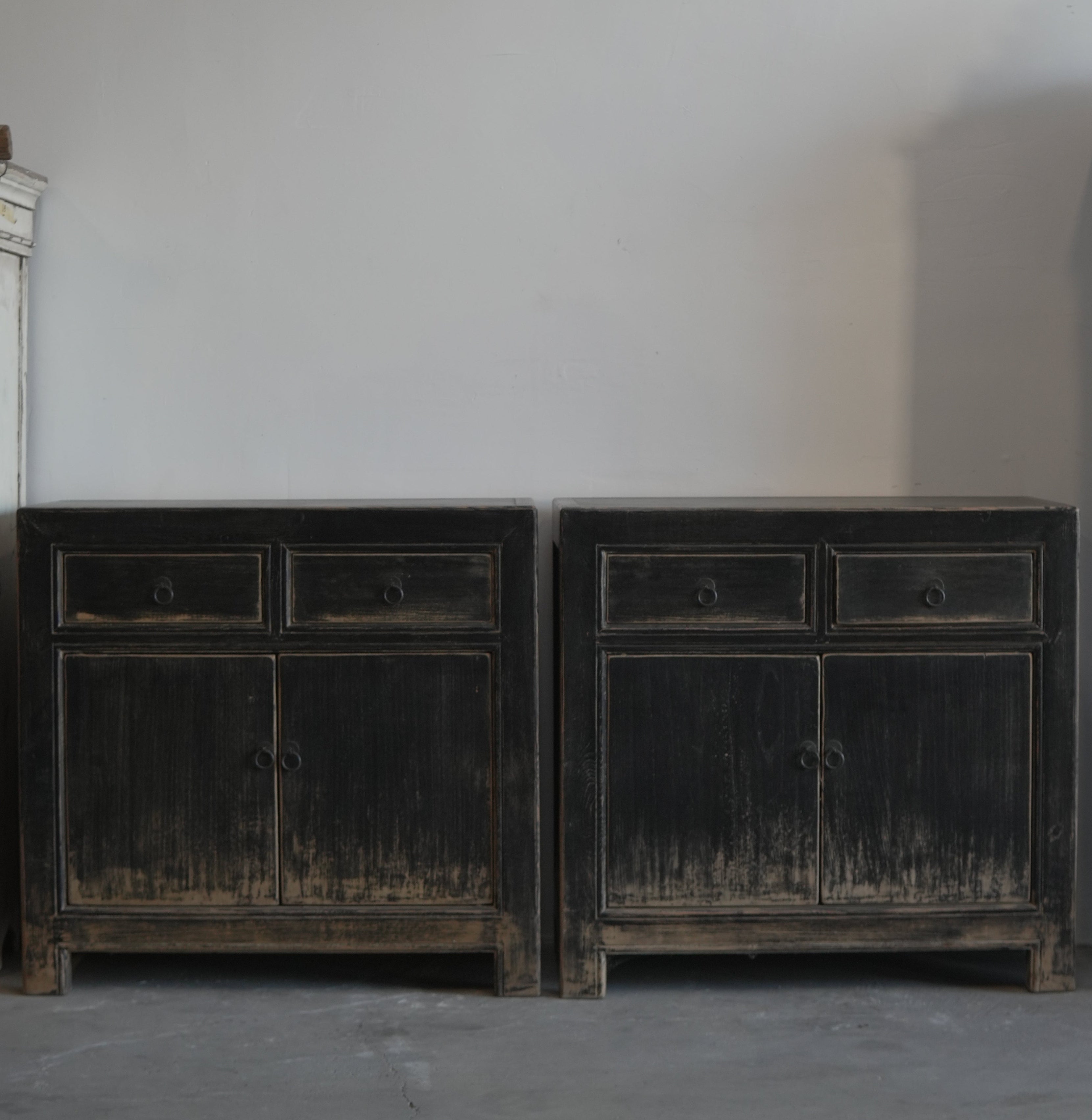 Stained Elm Wood Cabinet - Trouvaille Imports