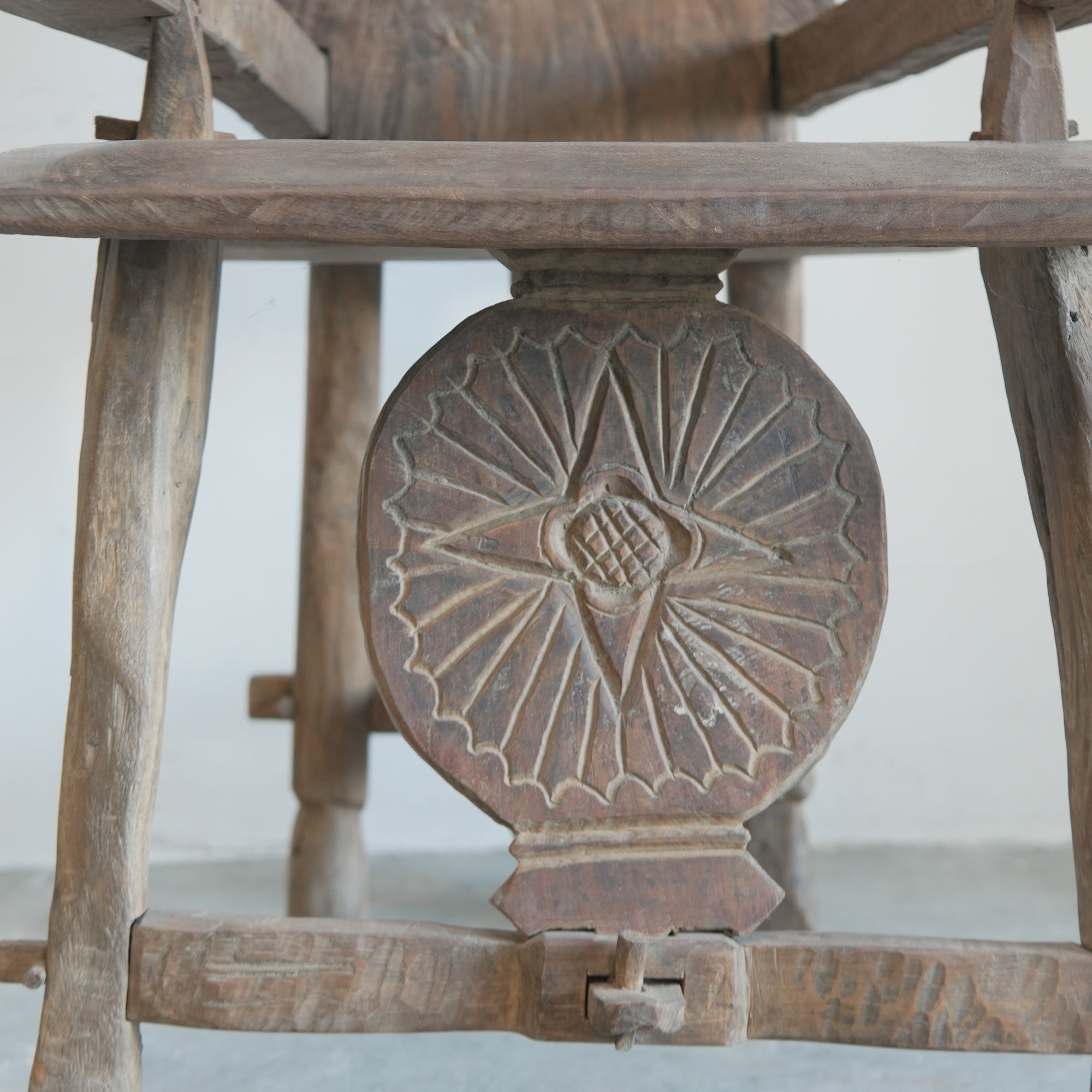 Antique Hand Carved Primitive Throne Chair - Trouvaille Imports