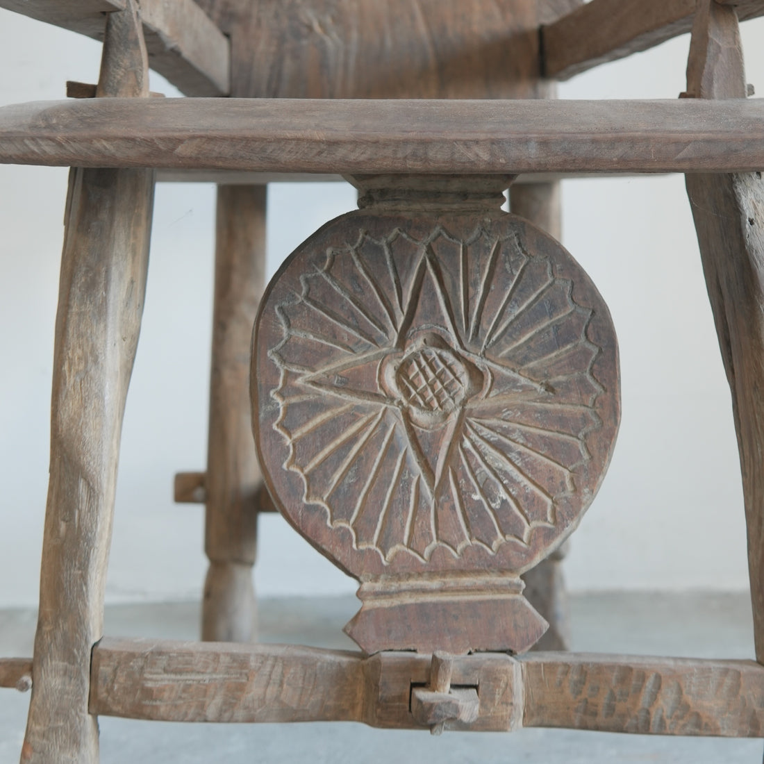 Antique Hand Carved Primitive Throne Chair - Trouvaille Imports