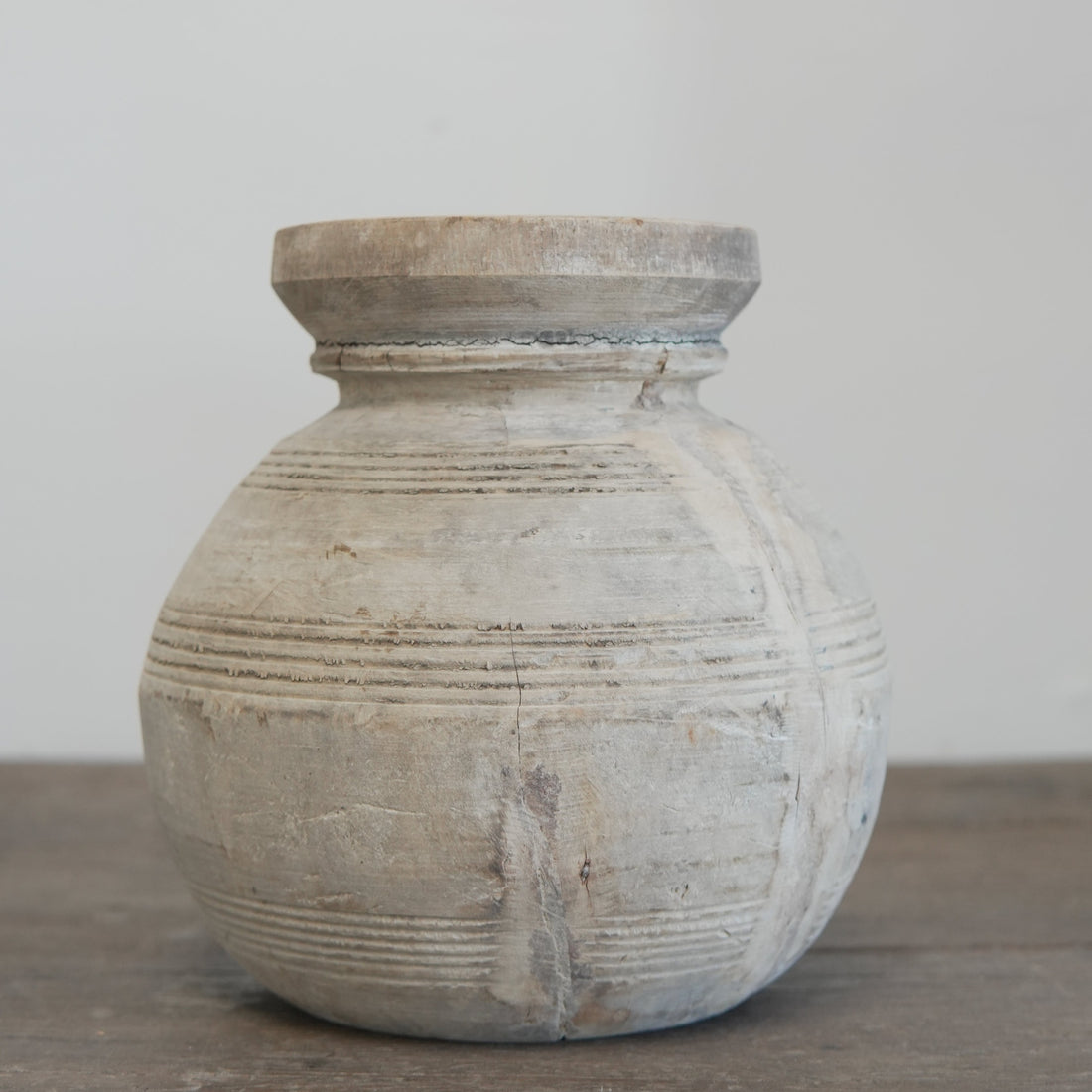 Indian Teak Wood Vase - Trouvaille Imports