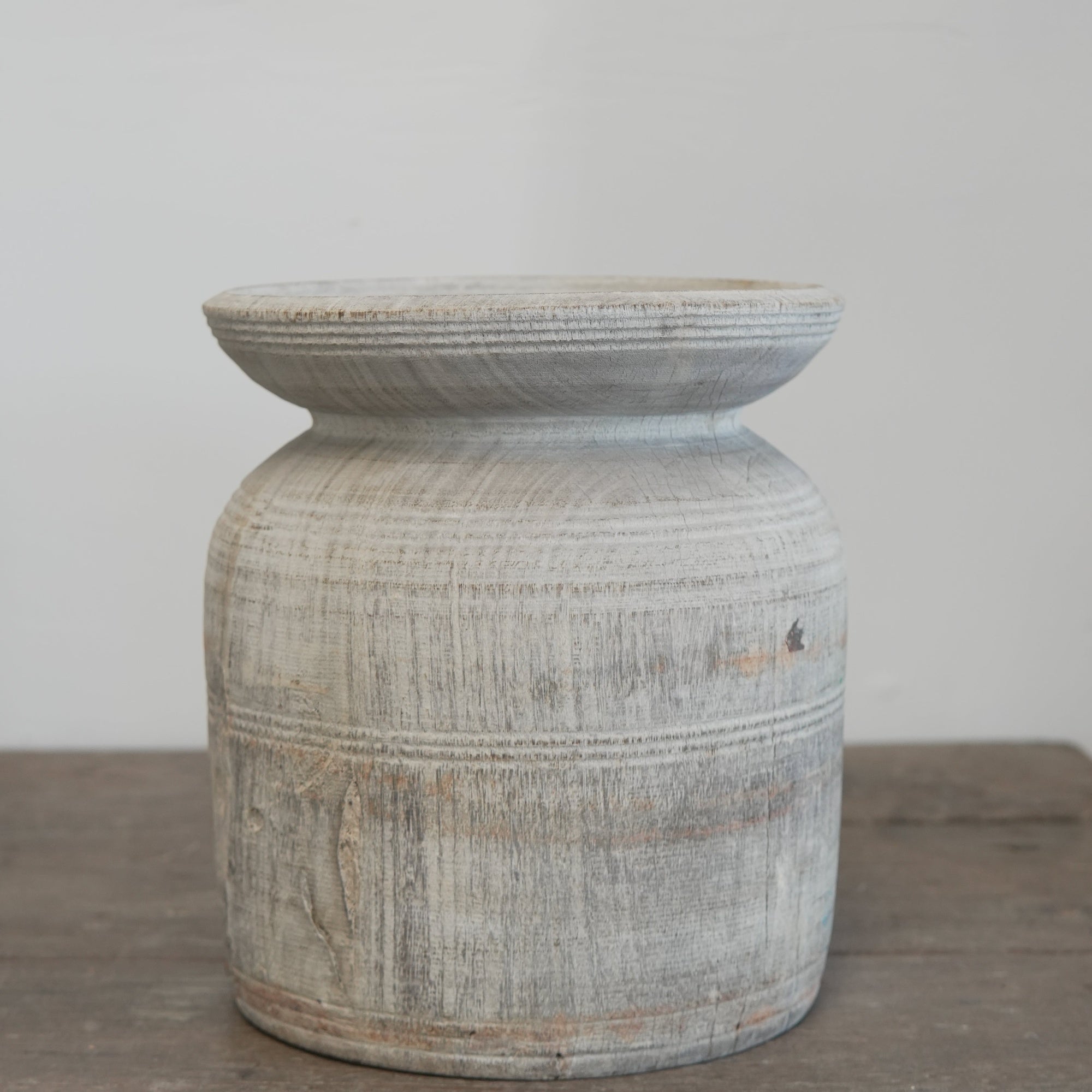Indian Teak Wood Vase - Trouvaille Imports