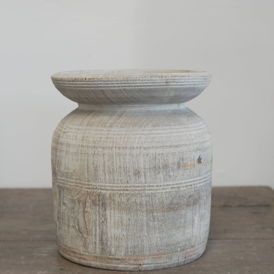 Indian Teak Wood Vase - Trouvaille Imports