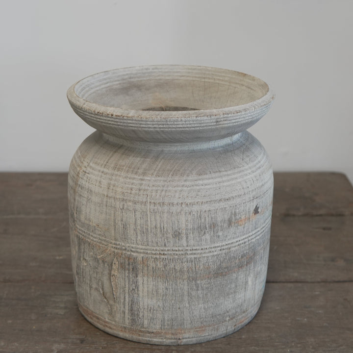 Indian Teak Wood Vase - Trouvaille Imports