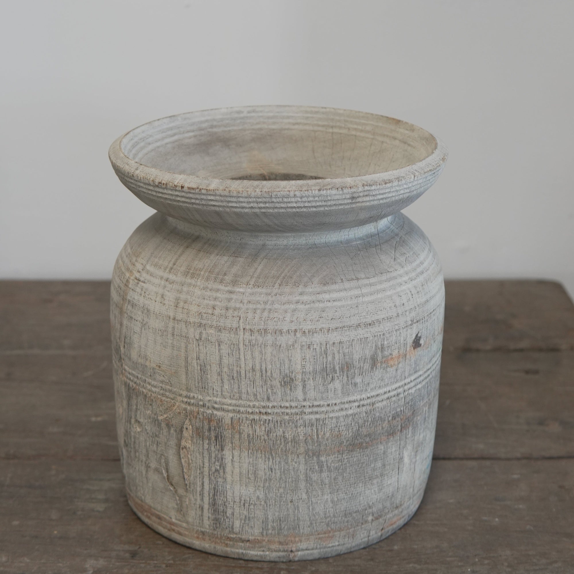 Indian Teak Wood Vase - Trouvaille Imports