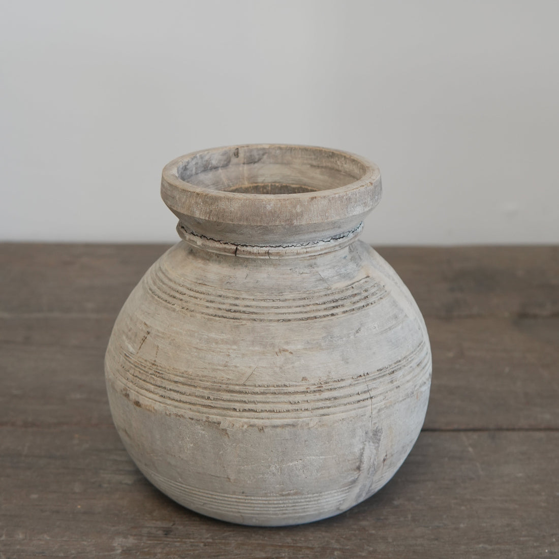 Indian Teak Wood Vase - Trouvaille Imports