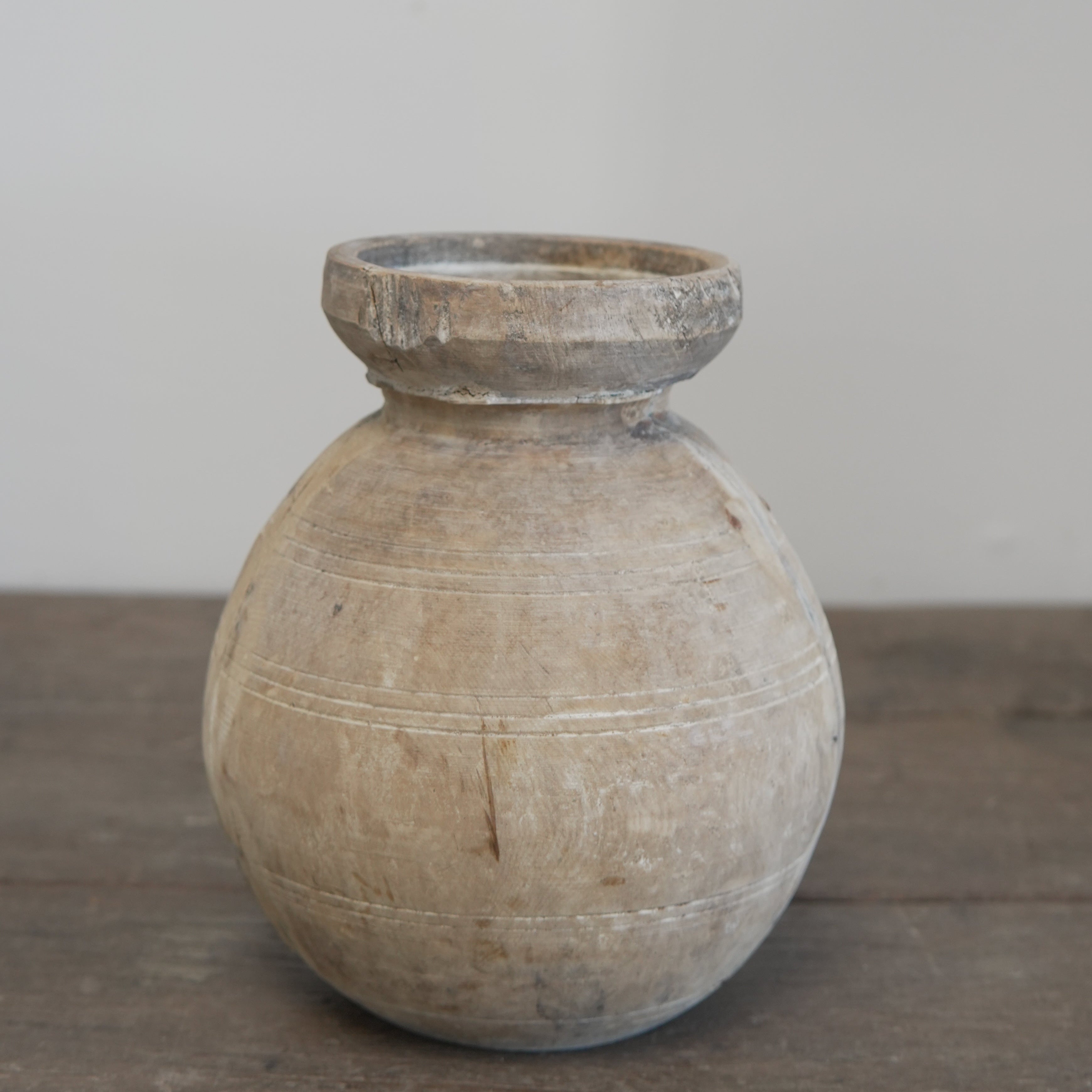 Indian Teak Wood Vase - Trouvaille Imports