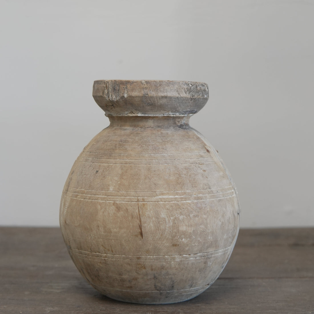 Indian Teak Wood Vase - Trouvaille Imports