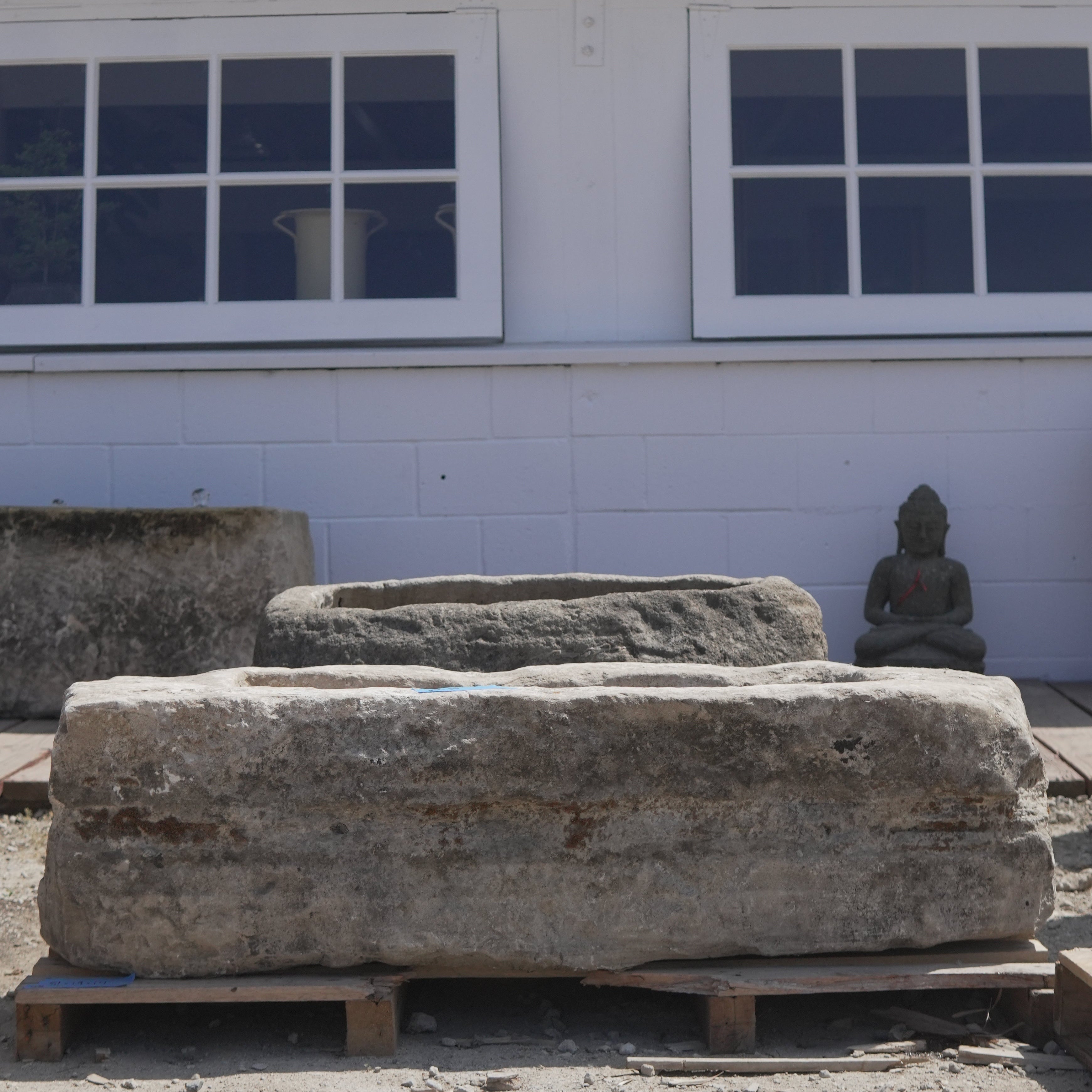 Antique Limestone Trough 51 inches length x 19 inches height x 14 inches width - Trouvaille Imports