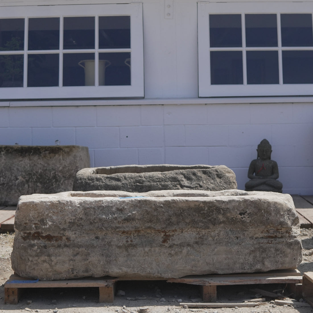 Antique Limestone Trough 51 inches length x 19 inches height x 14 inches width - Trouvaille Imports
