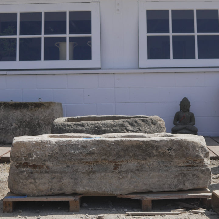 Antique Limestone Trough 51 inches length x 19 inches height x 14 inches width - Trouvaille Imports