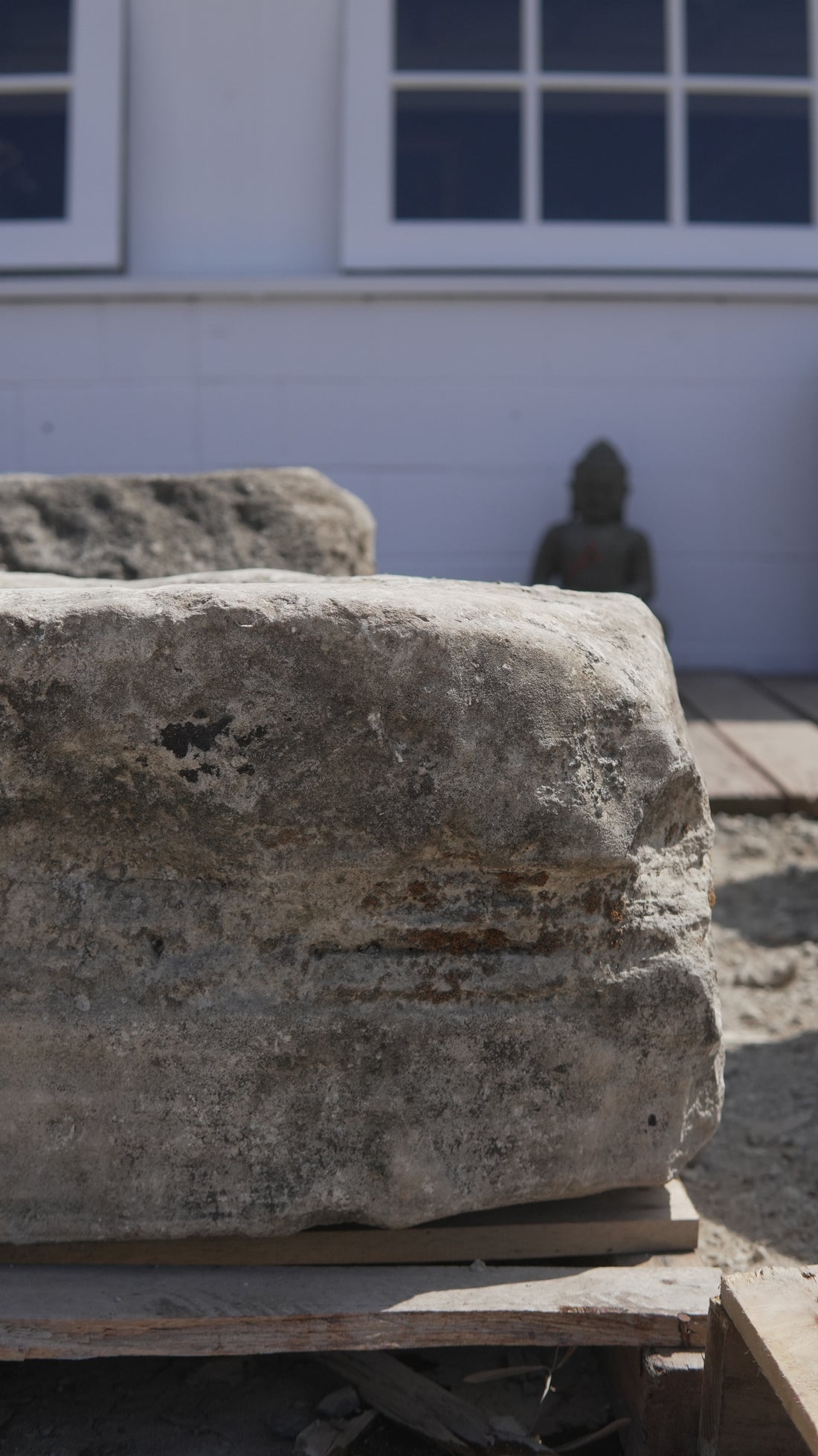 Antique Limestone Trough 51 inches length x 19 inches height x 14 inches width - Trouvaille Imports