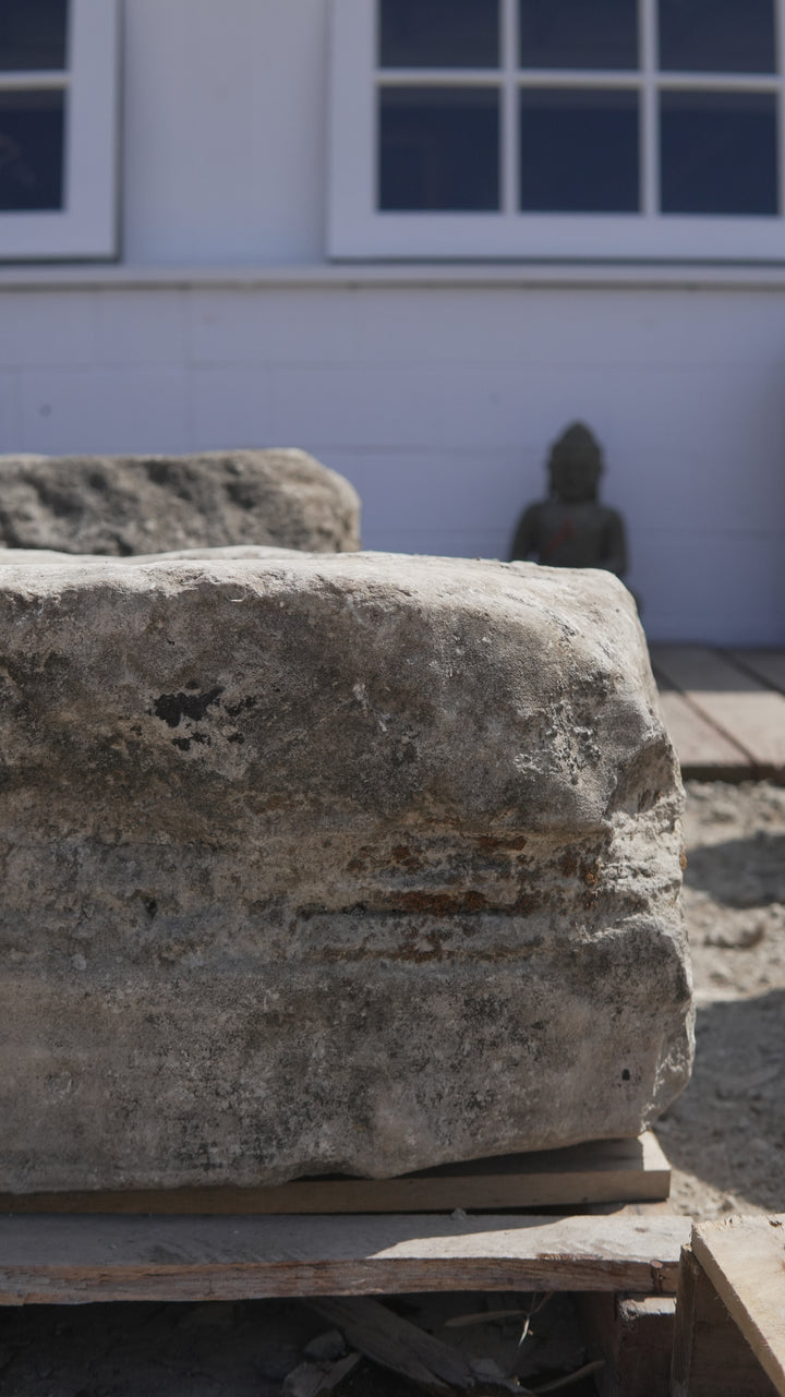 Antique Limestone Trough 51 inches length x 19 inches height x 14 inches width - Trouvaille Imports