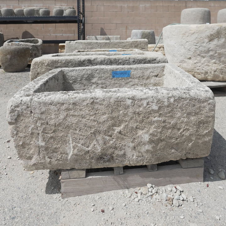 Antique Limestone Trough - 34 inches length x 25 inches width x 12 inches height - Trouvaille Imports