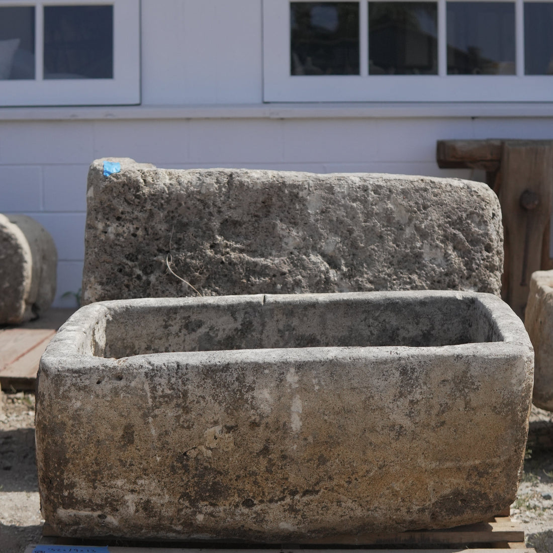 Antique Limestone Trough - 32 x 19 x 13 - Trouvaille Imports