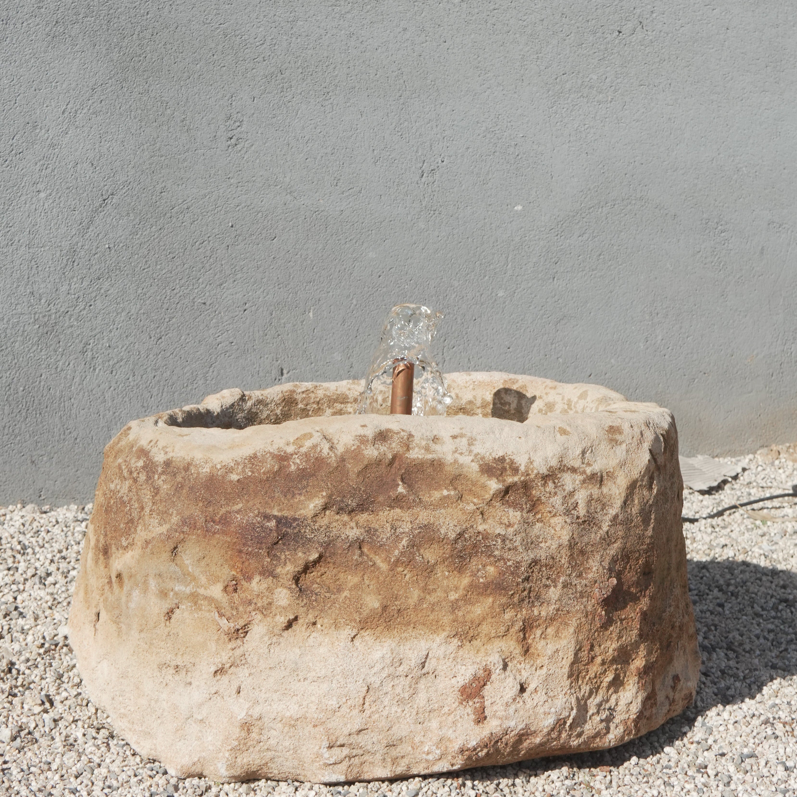 Vintage Limestone Fountain - 22” W 14” H - Trouvaille Imports