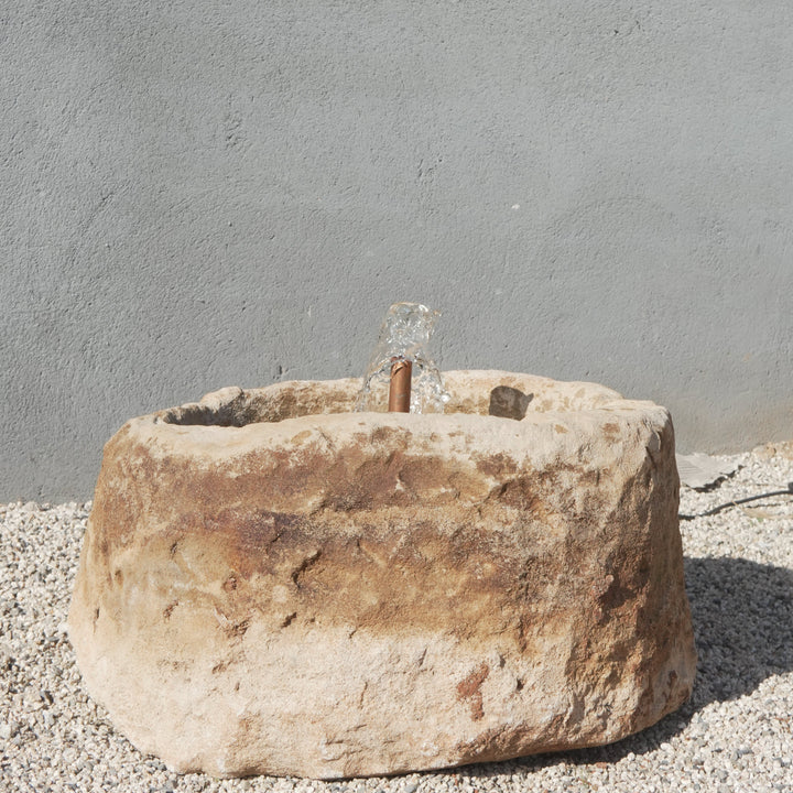 Vintage Limestone Fountain - 22” W 14” H - Trouvaille Imports