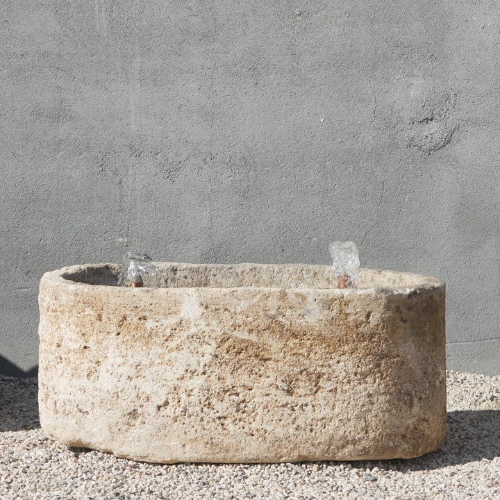 Vintage Limestone Fountain (29 × 19 × 13 in) - Trouvaille Imports