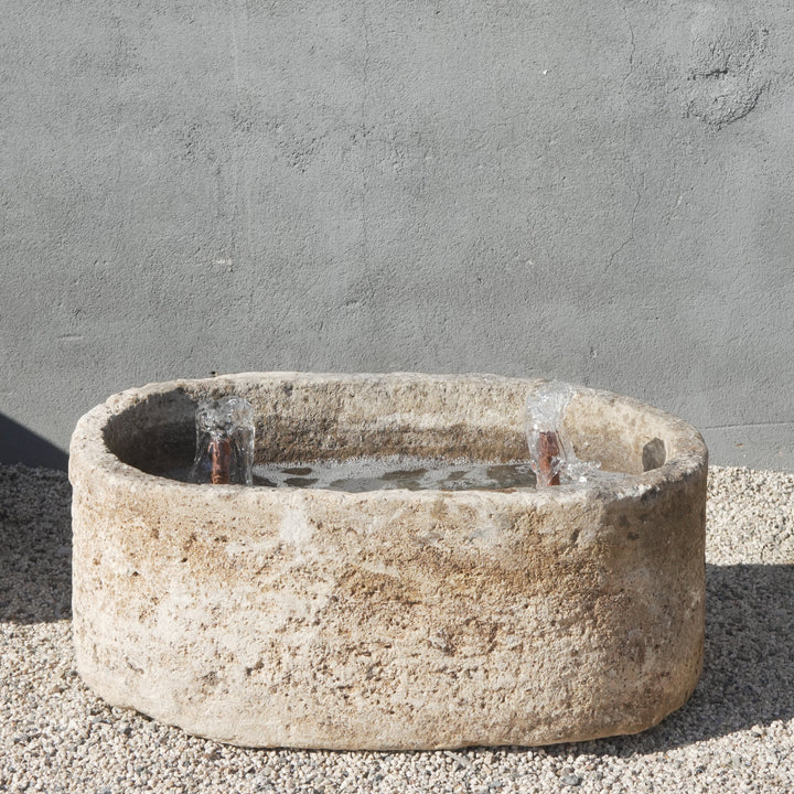 Vintage Limestone Fountain (29 × 19 × 13 in) - Trouvaille Imports