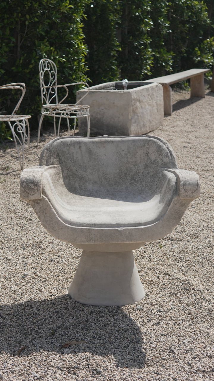 Antique Stone Courtyard Garden Chair - Trouvaille Imports