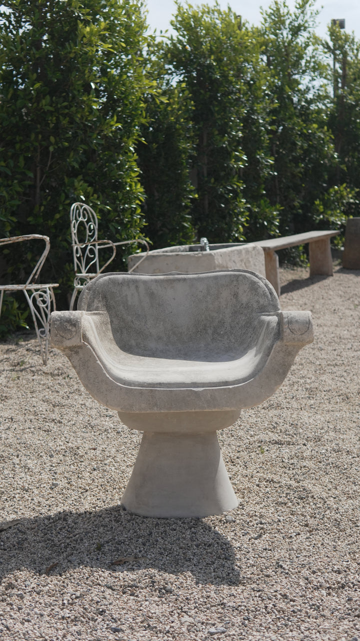 Antique Stone Courtyard Garden Chair - Trouvaille Imports
