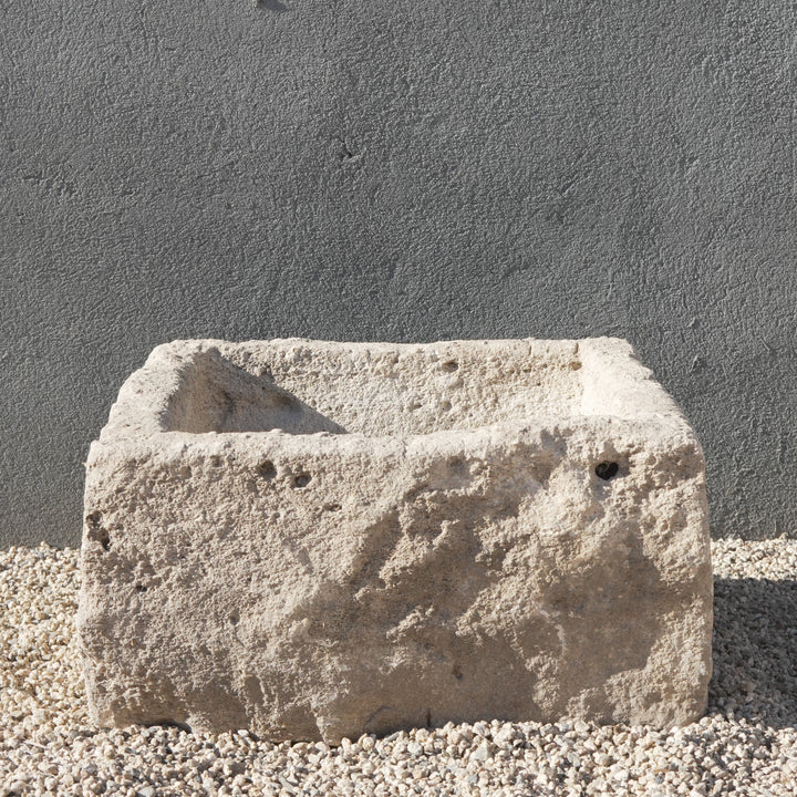 Vintage Limestone Planter (19 × 17 × 11 in)