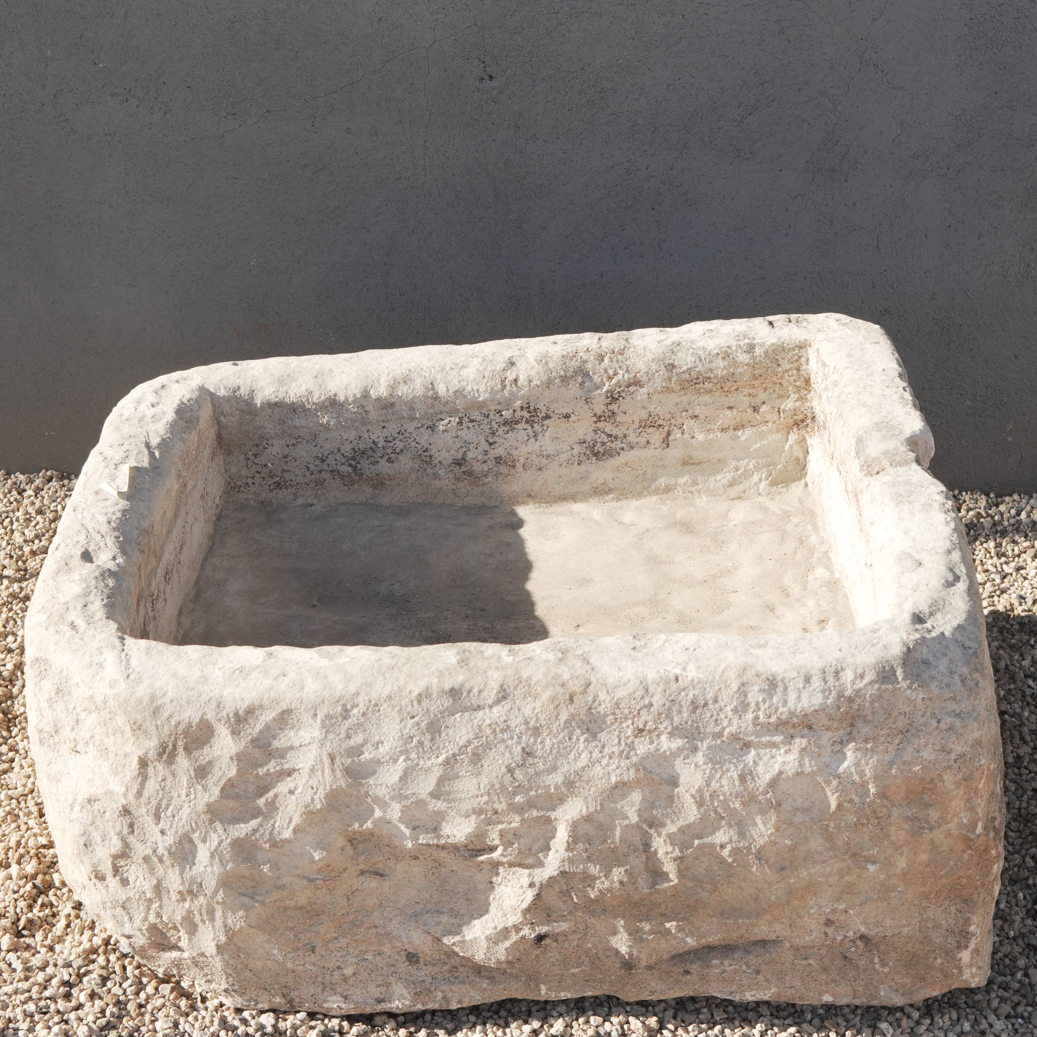 Vintage Limestone Planter (27 × 24 × 14 in)