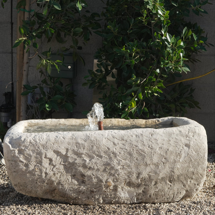 Vintage Limestone Fountain - 14 Height x 35 Length x 18 Width - Trouvaille Imports