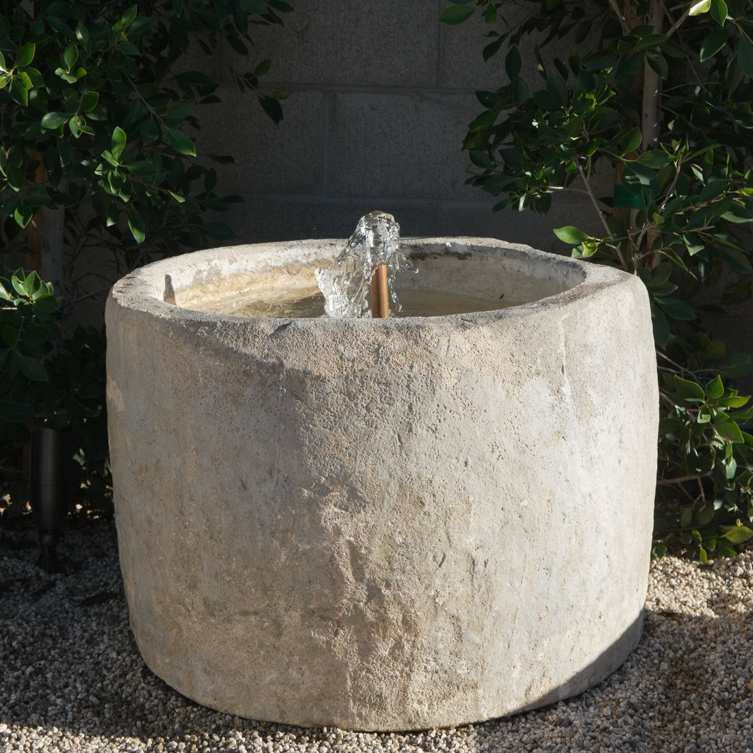 Vintage Limestone Fountain - 20 Height x 28 Round
